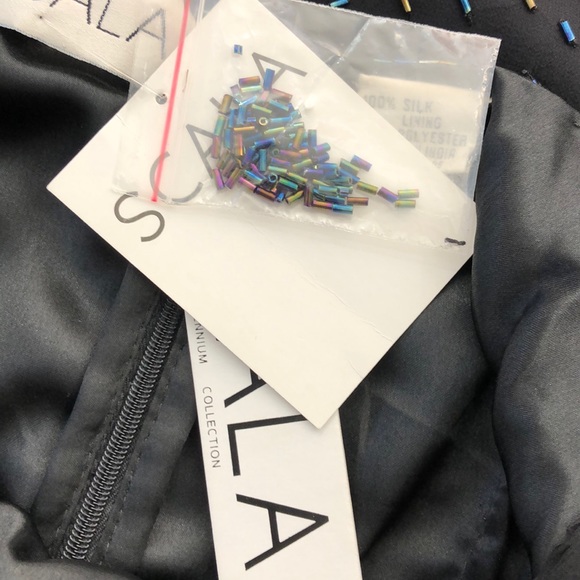 Scala Black 100% Silk Beaded Sleeveless Dress - Picture 8 of 10